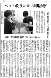ペットを救う早朝診察で朝日新聞に紹介されました（2017年12月8日）