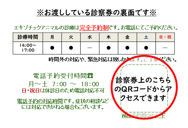 お渡ししている診察券に、アニコムGOご利用のためのQRコードを配置しています。